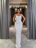 White Pearled Scoop Gown