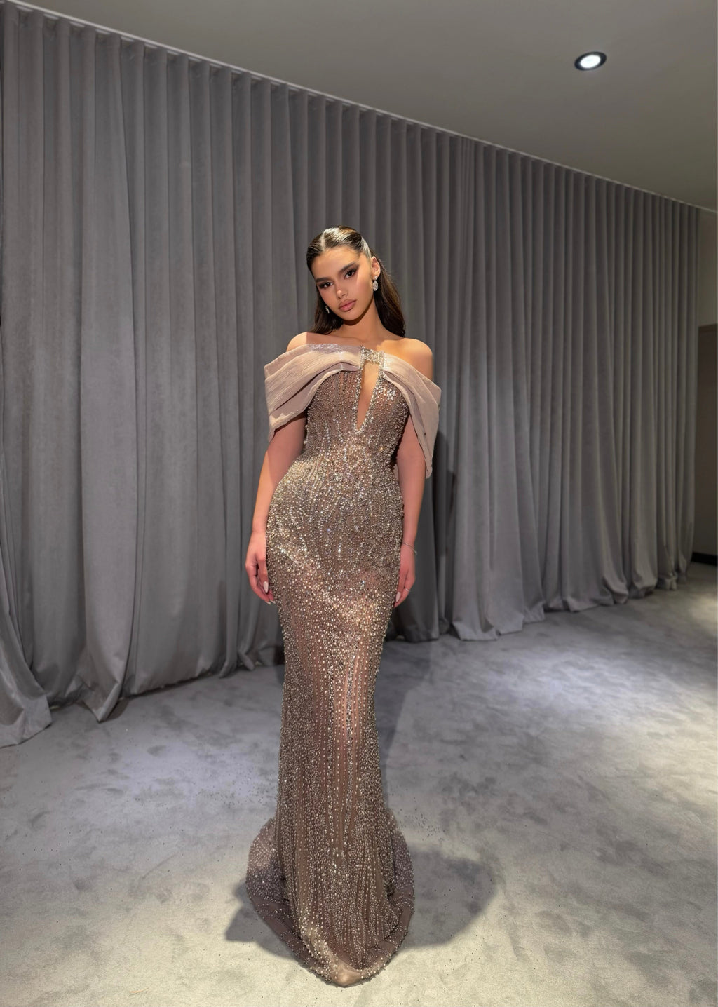Orionah - Off Shoulder Embellished Gown