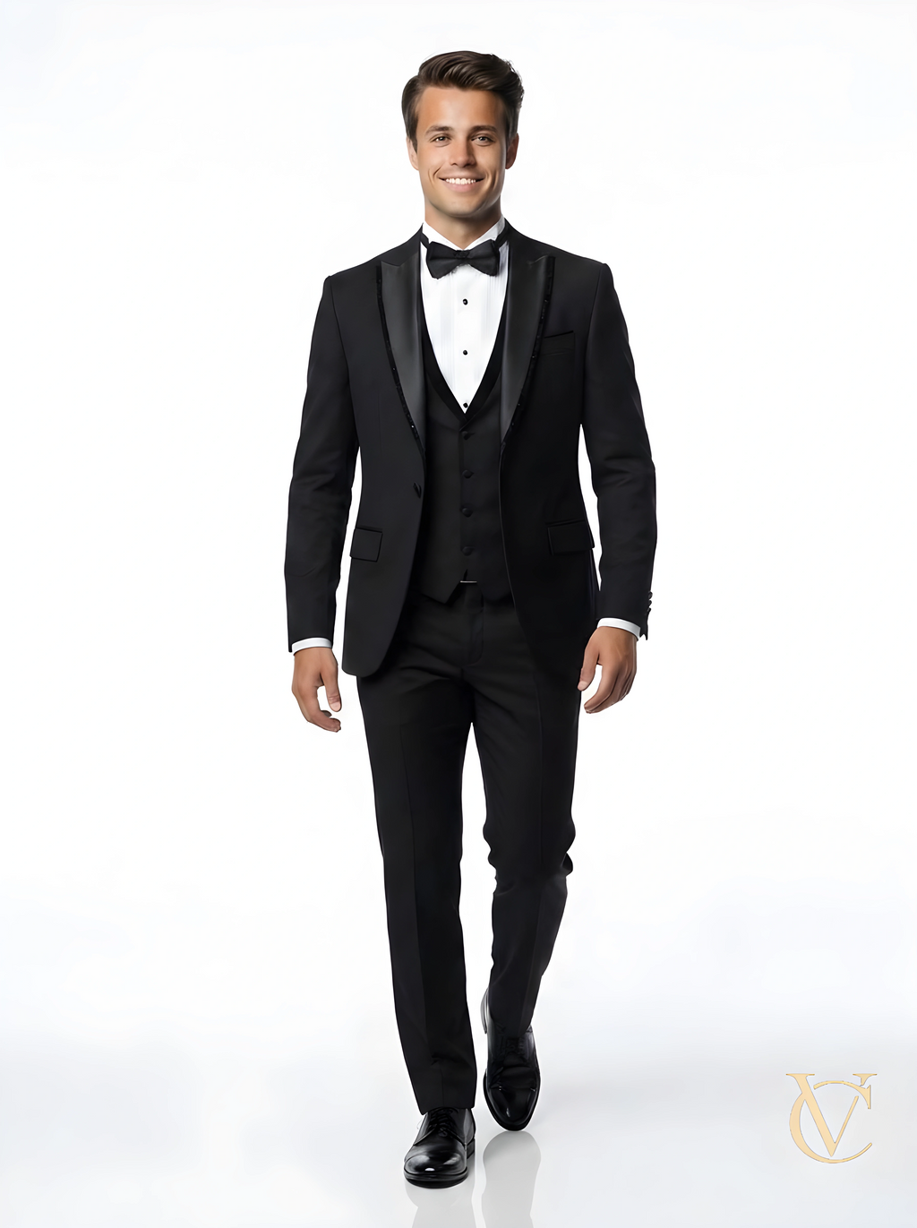 Noir Couture Three-Piece Tuxedo  Suit