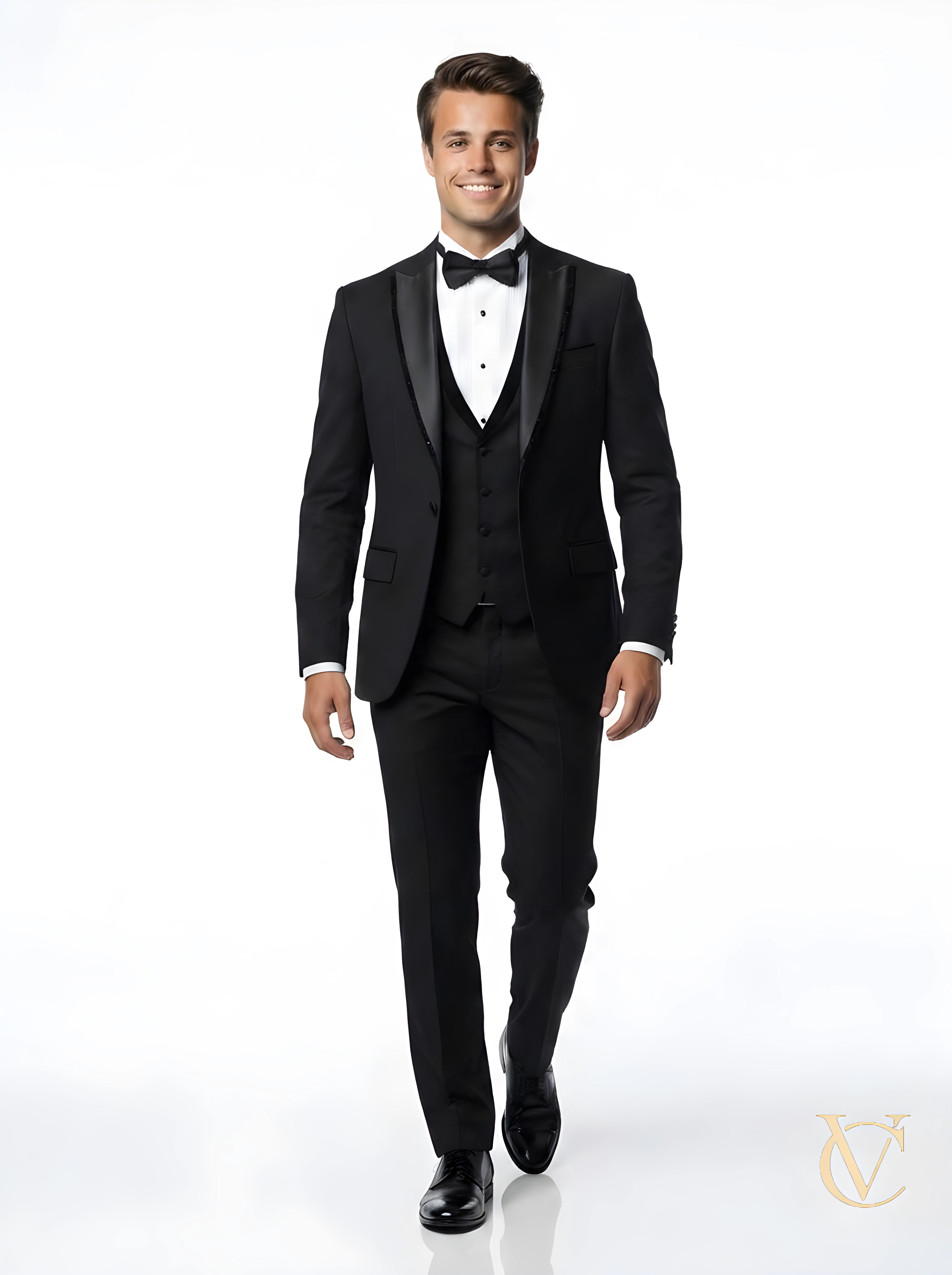 Noir Couture Three-Piece Tuxedo  Suit