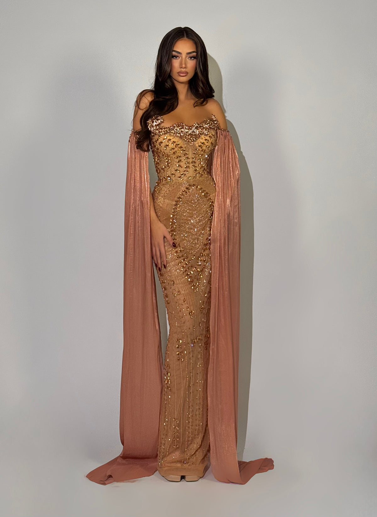 Amarisse - Long Dress with draped sleeves