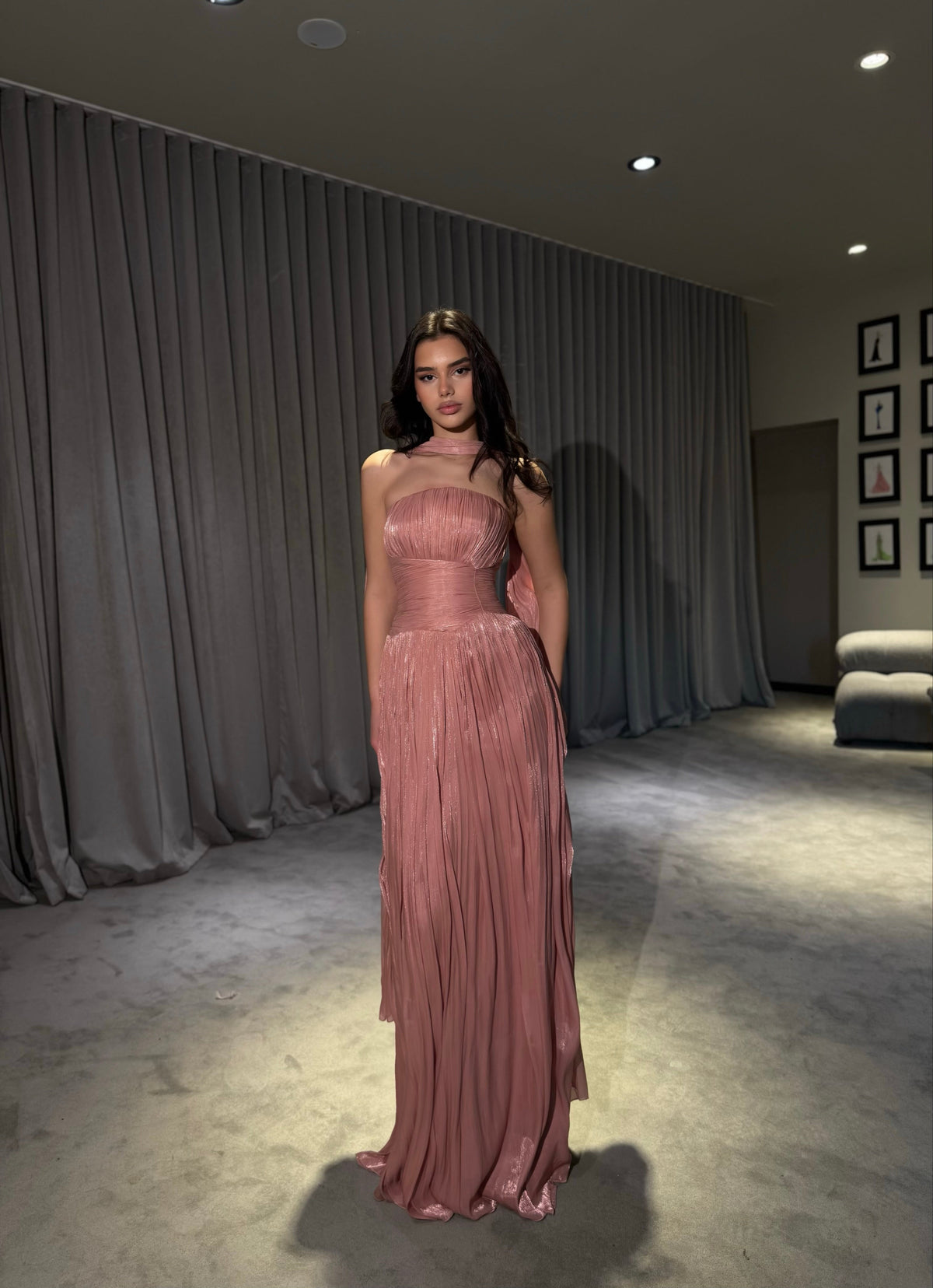 Althea - Strapless Gown with Neck Scarf Detail