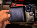 Navy Blue Textured Tie & Lapel Pin Gift Set | Luxury Menswear | Vellure Couture