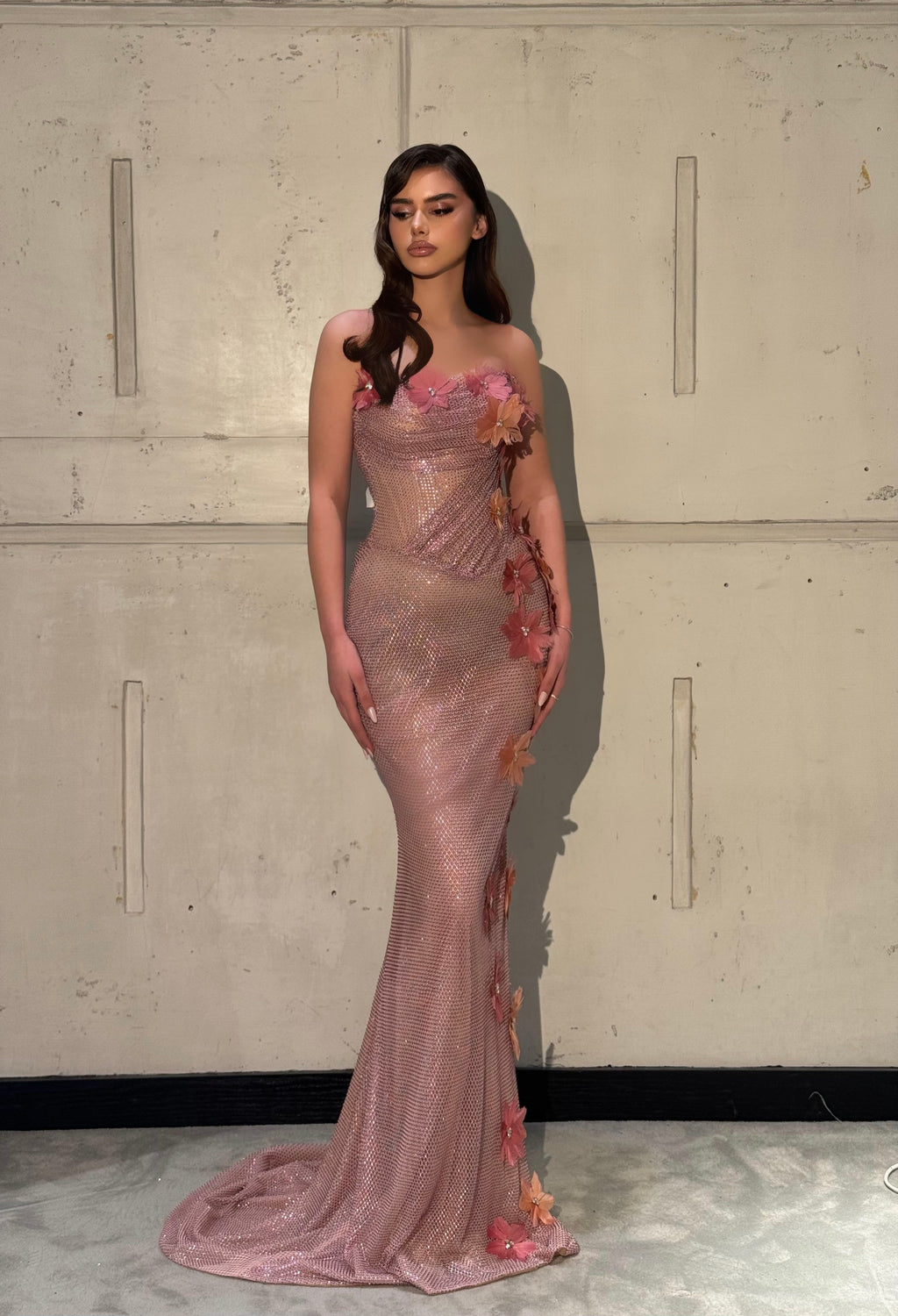 Arvela - Blush Floral Gown