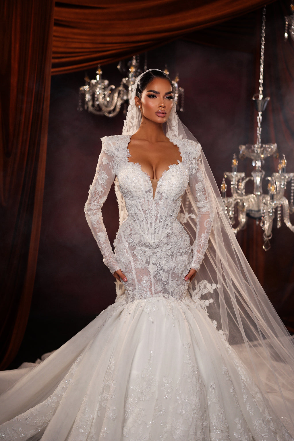 Long Sleeve Lace Mermaid Dress