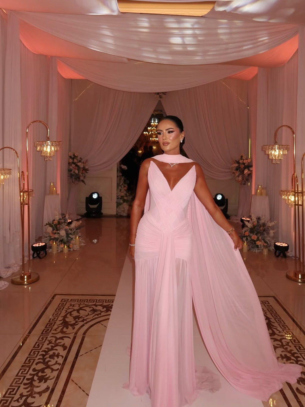 Niná - Blush Pink Draped Gown