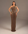 Alexa - One Shoulder Metallic Embellished Gown