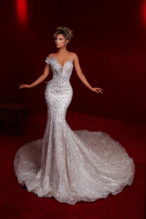 Glitter Mermaid Bridal Gown - Vellure Couture
