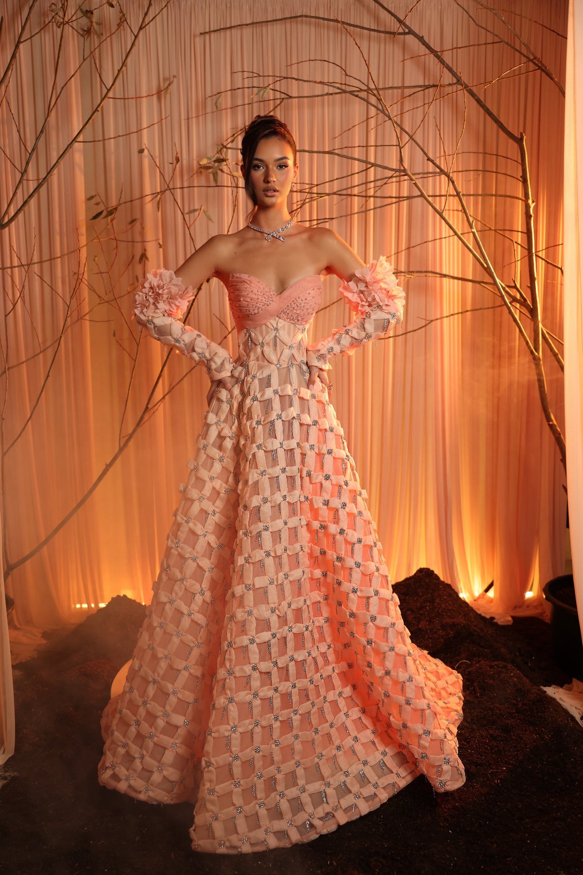 Elyara - Strapless Pink Ball Gown
