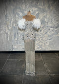 Theresia - Silver crystal feather gown