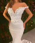 Off Shoulder Straps Floral Bridal Gown