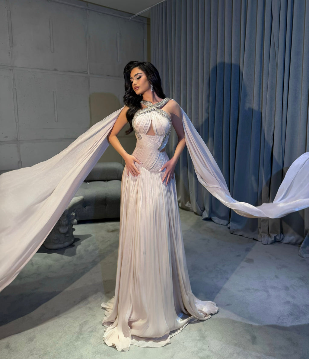 Nèala - Ice Blue Cape Gown