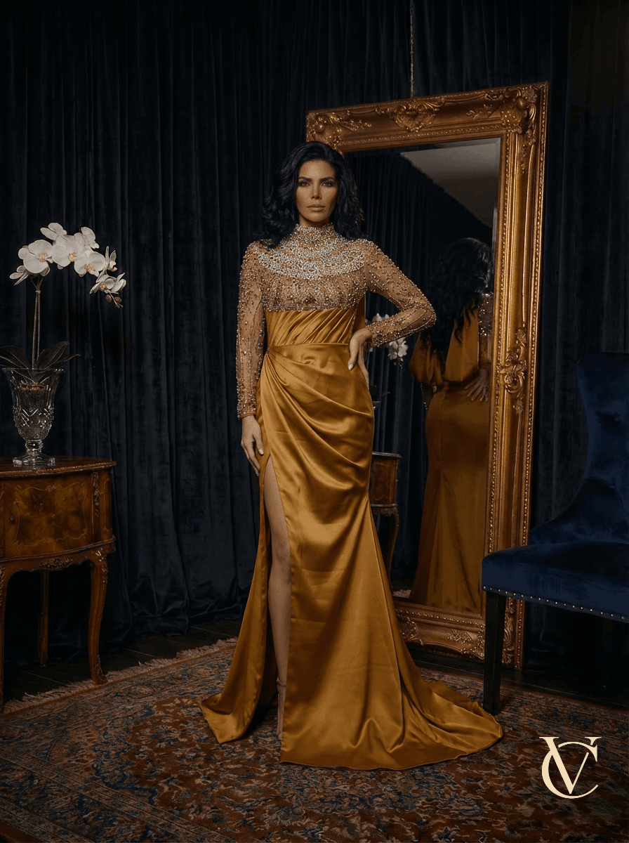 Silver Floral Couture Gown