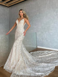 Mermaid Side Cut-Out Bridal Gown with Detachable Overskirt