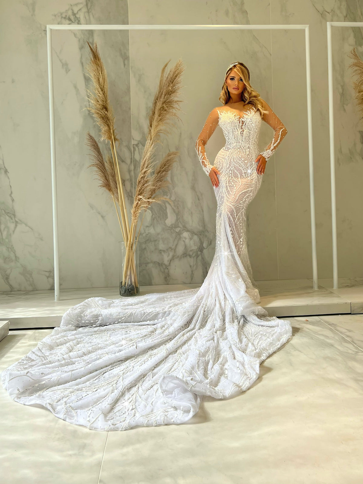 Embellished Lace Mermaid Bridal Dress