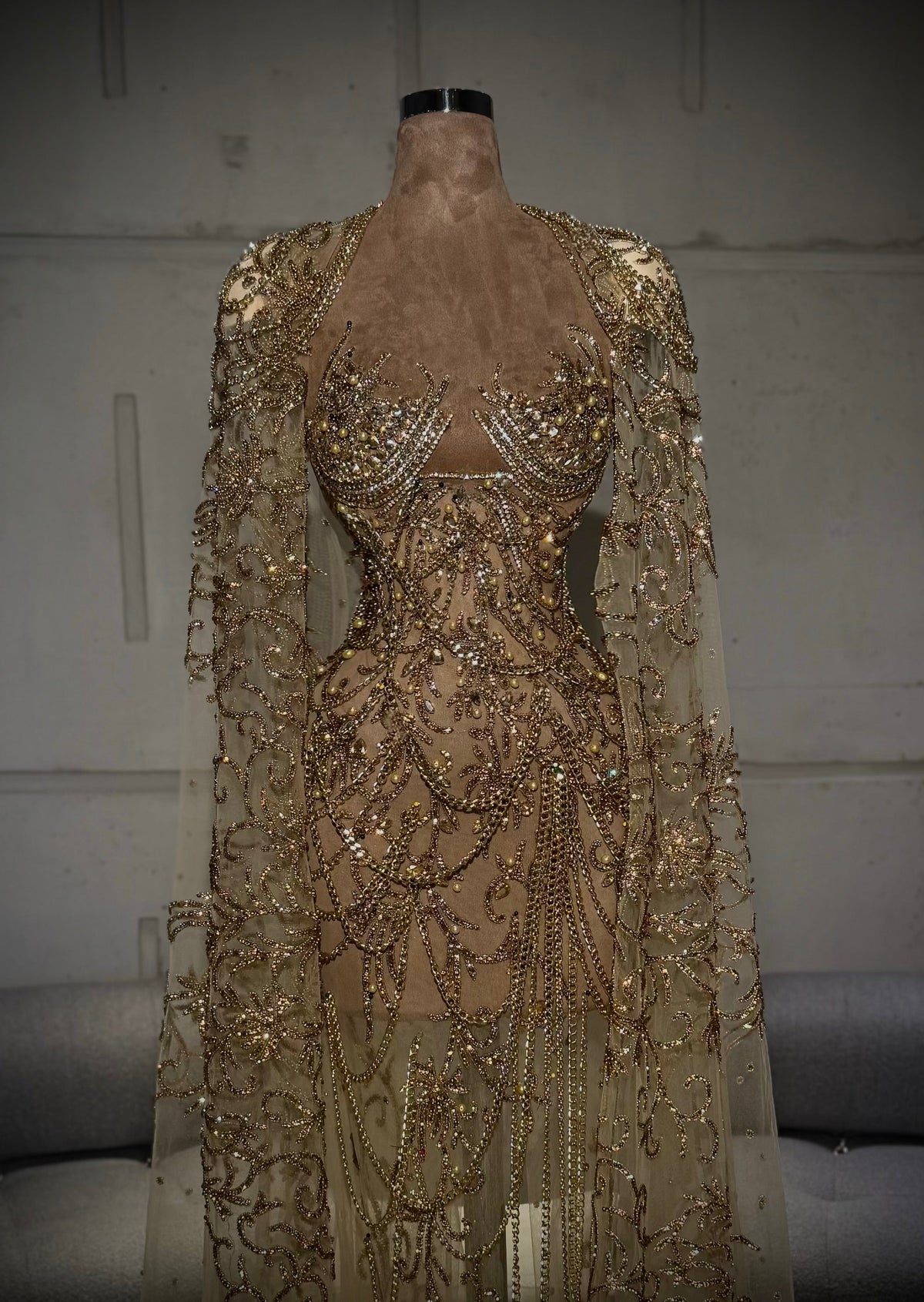 Alaïa - Gold Embroidered Gown