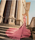 Mermaid Pink Dress with Long Train