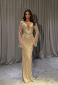 Arza - Long Sleeve Embellished Gown