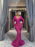 Fuchsia Rosé Feather Gown