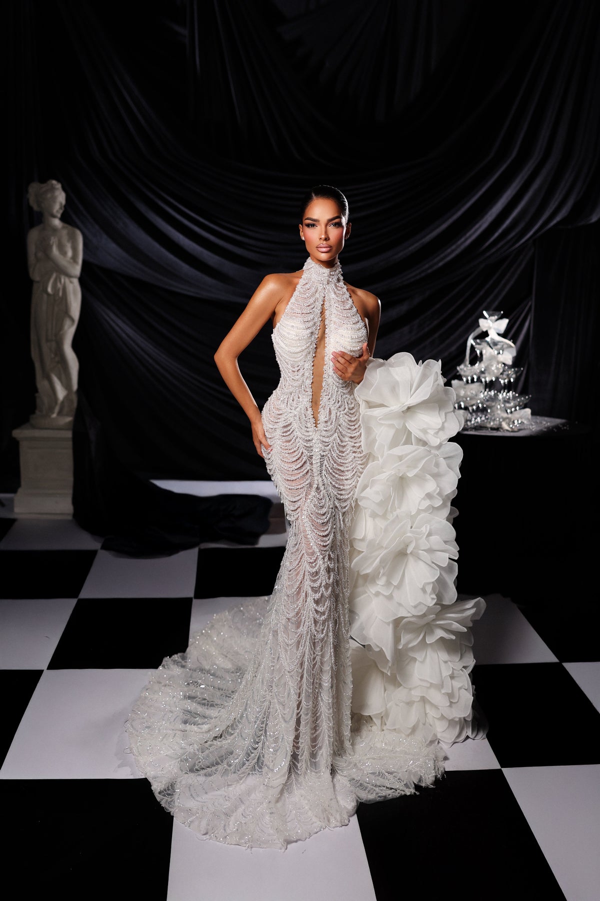 High Neck Beaded Bridal Gown