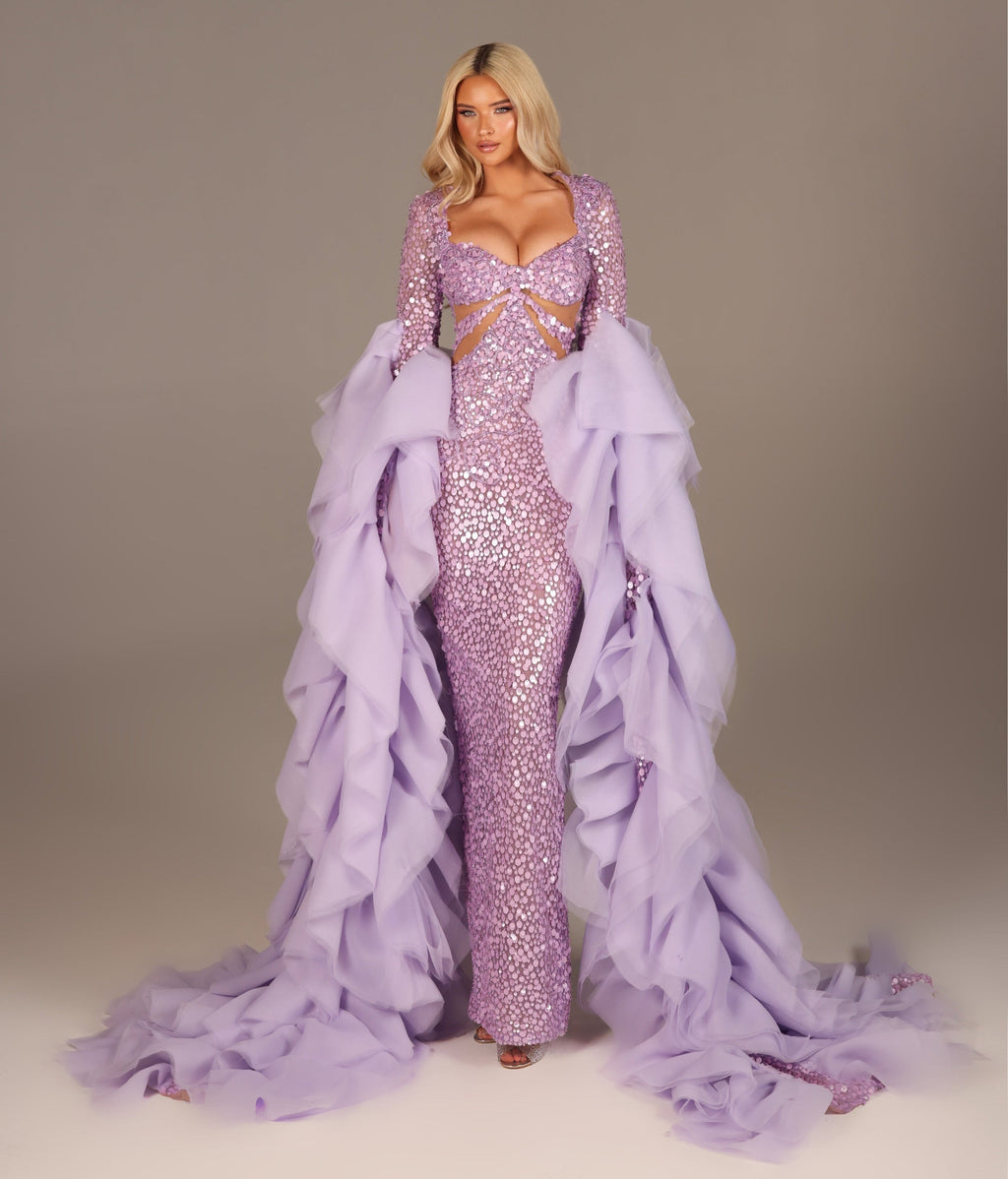 Andela - Mermaid Gown with Dramatic Ruffle Sleeves