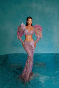 Two-Piece Lavender Tassel Embellished Set