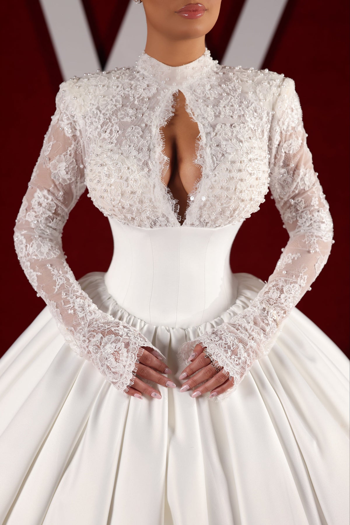 Vessa - High Neck Lace Ball Gown