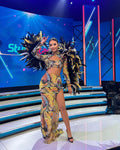 Asymmetrical Colorful Feathered Dress