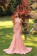 Elara – High Neck 3D Floral Gown