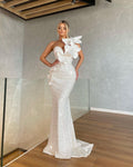 Shimmering Bridal Dress with Floral Details