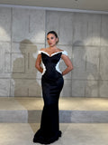 Viviana - Off shoulder Black & White Gown