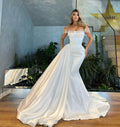 Pearl Satin Wedding Dress with Detachable Train