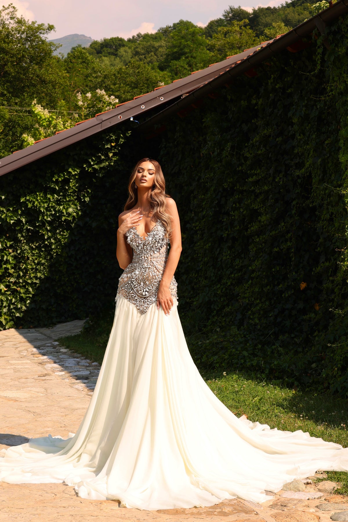 Aryana – Beaded Corset Dress with Chiffon Skirt