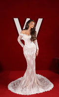 Alviana - Off Shoulder Lace Corset Mermaid Gown