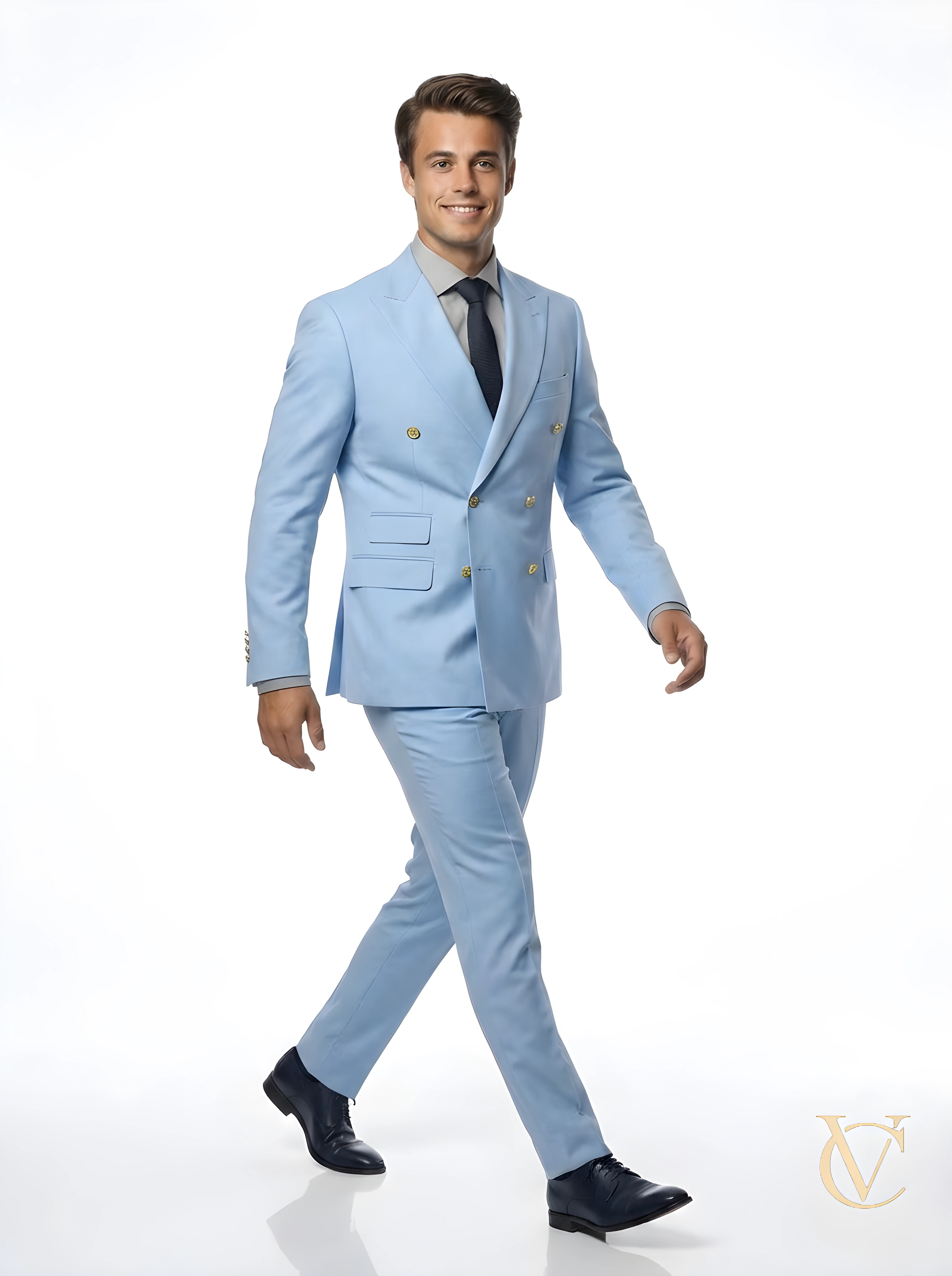 Sky Blue Two- Piece Tailored Suit