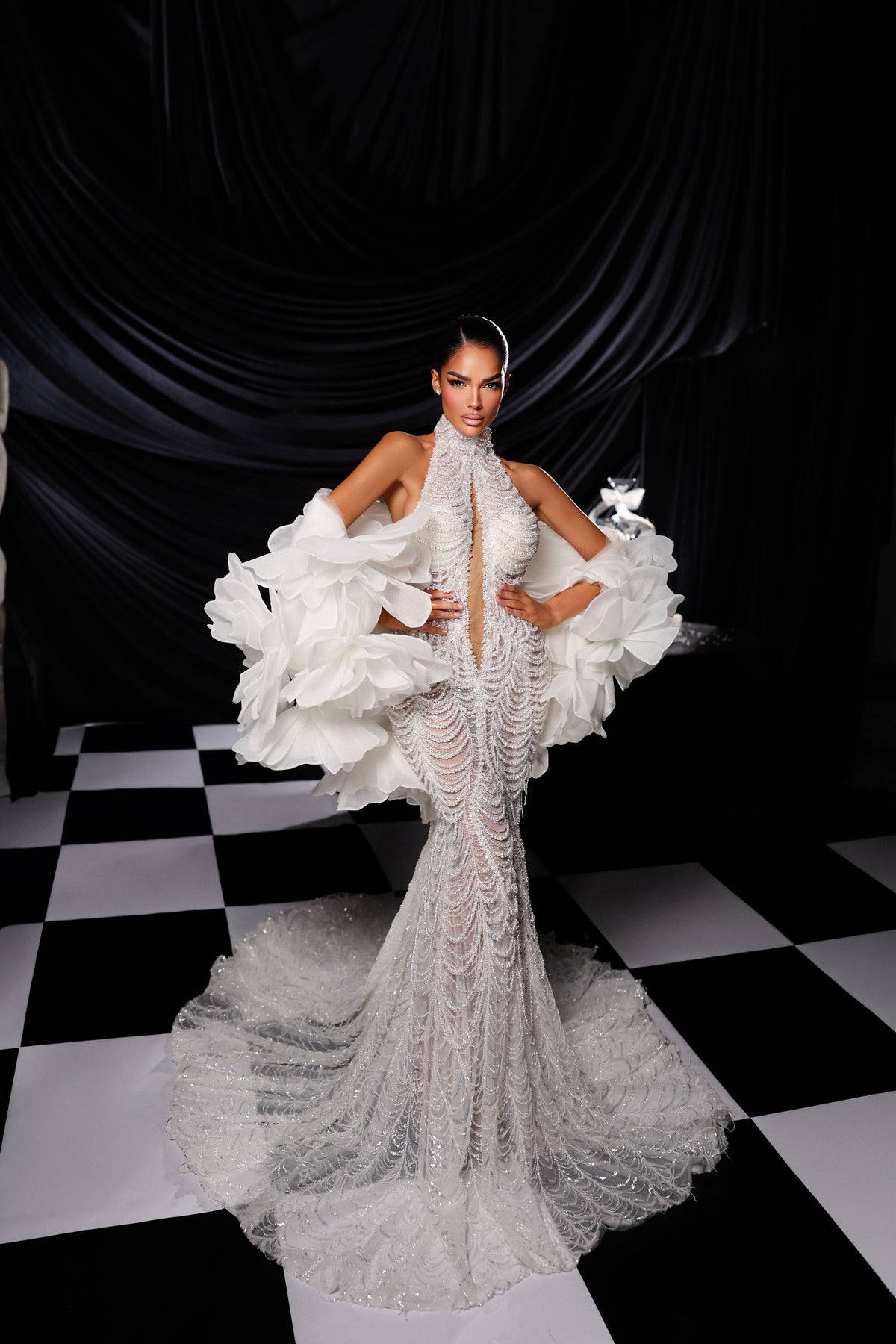 High Neck Beaded Bridal Gown