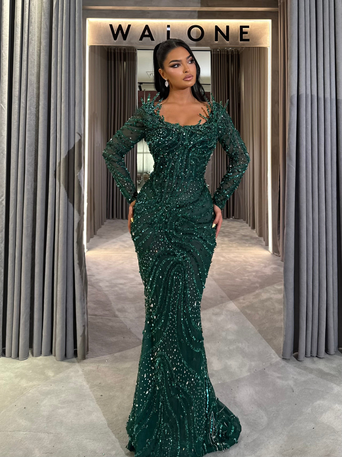 Emerald Royalty Gown with Removable Overskirt