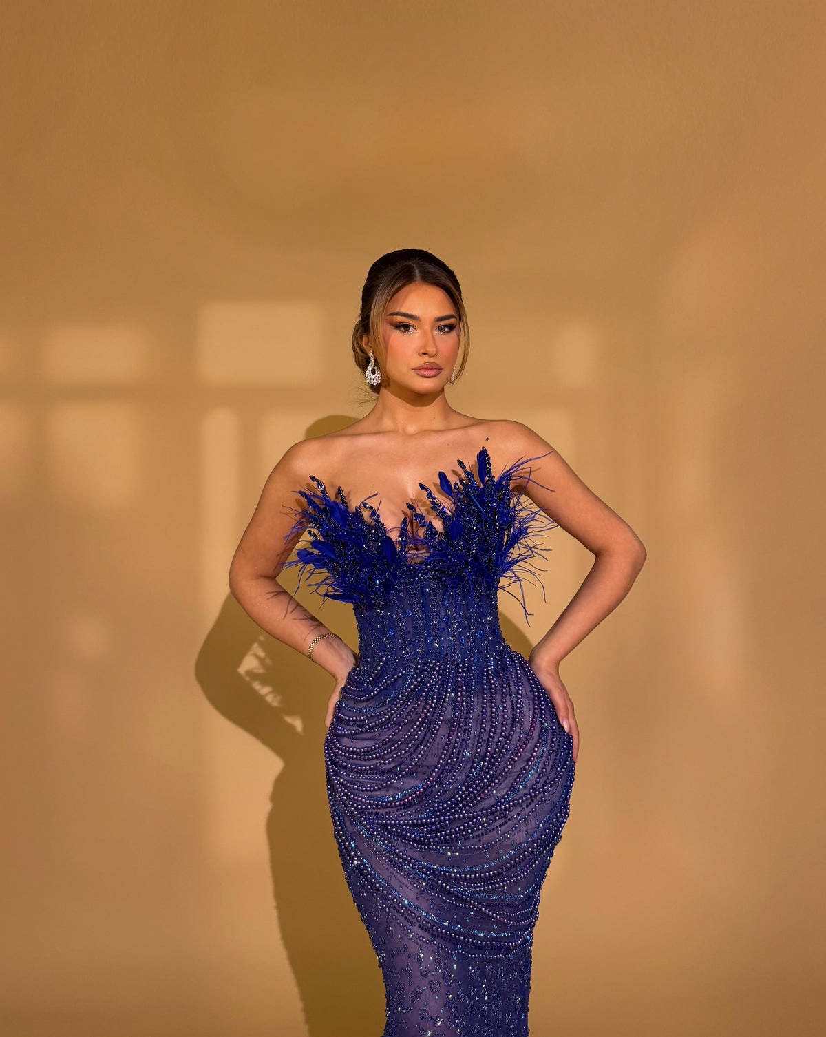 Strapless Feather Gown