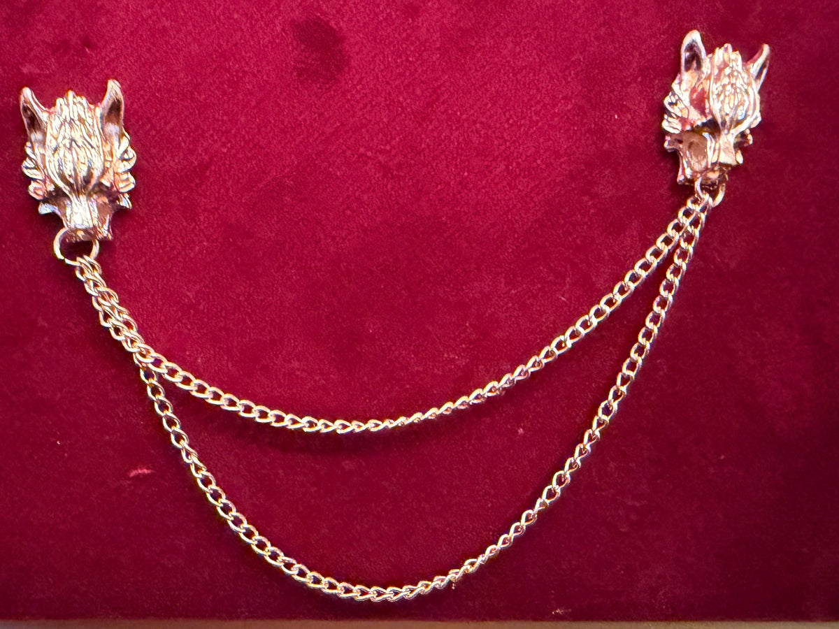 Silver Dragon Head Lapel Chain | Luxury Menswear Accessories | Vellure Couture