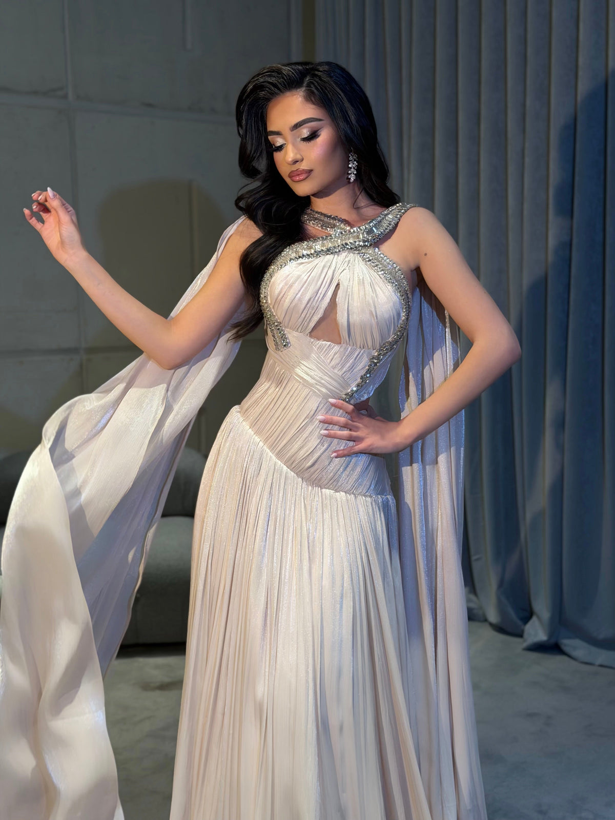 Nèala - Ice Blue Cape Gown
