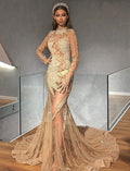 Gold Embroidered Long Dress