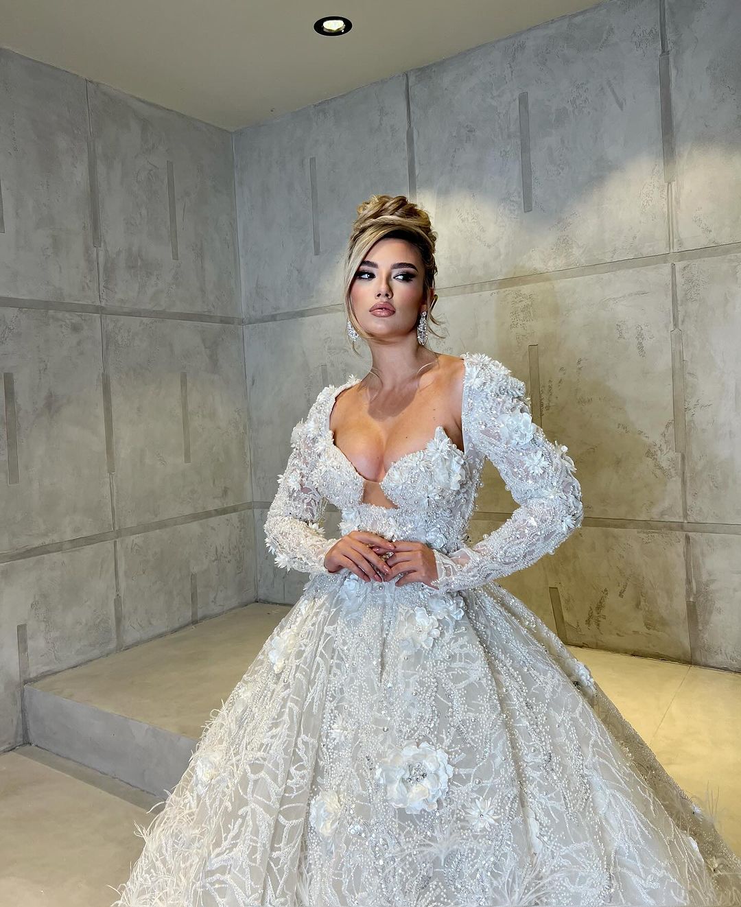 Chryssa - Long sleeves embellished bridal dress