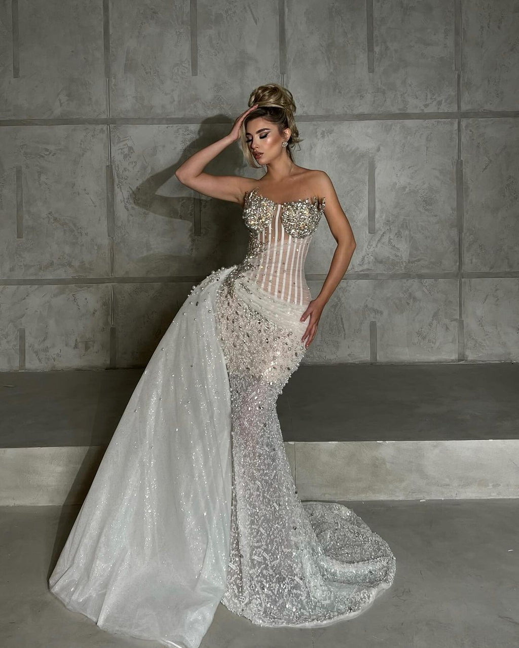 Marcella - Strapless embellished gown