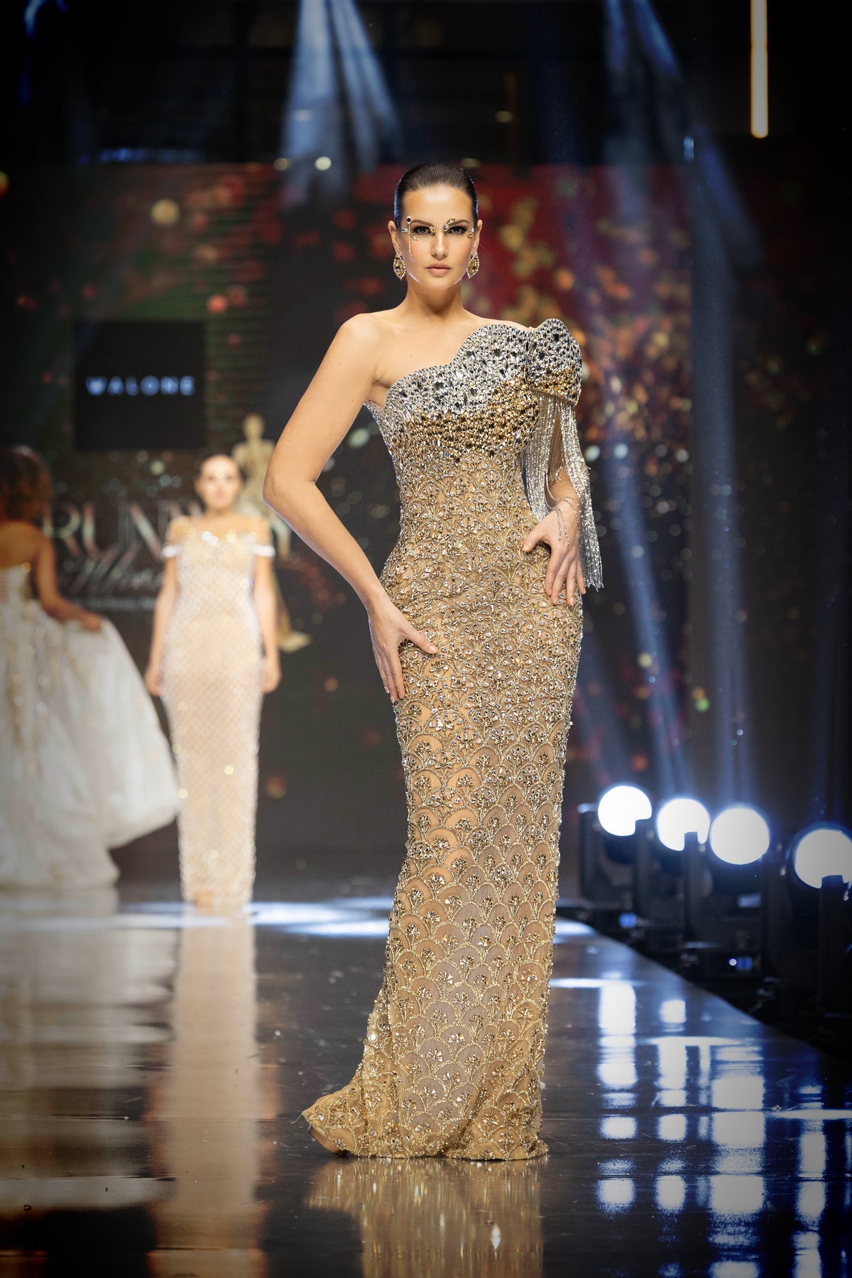 Brunela - Gold Fringe Gown
