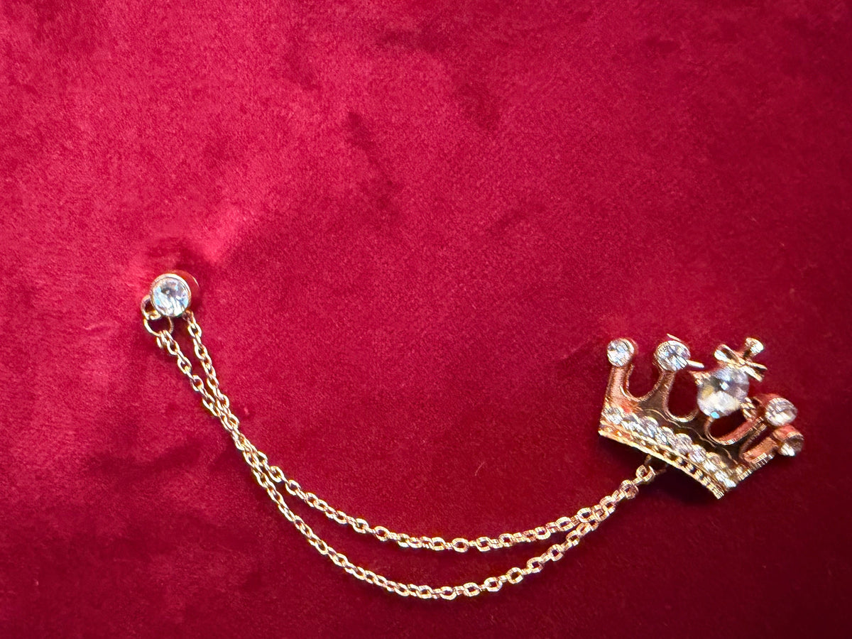 Royal Crown Crystal Lapel Chain | Vellure Couture