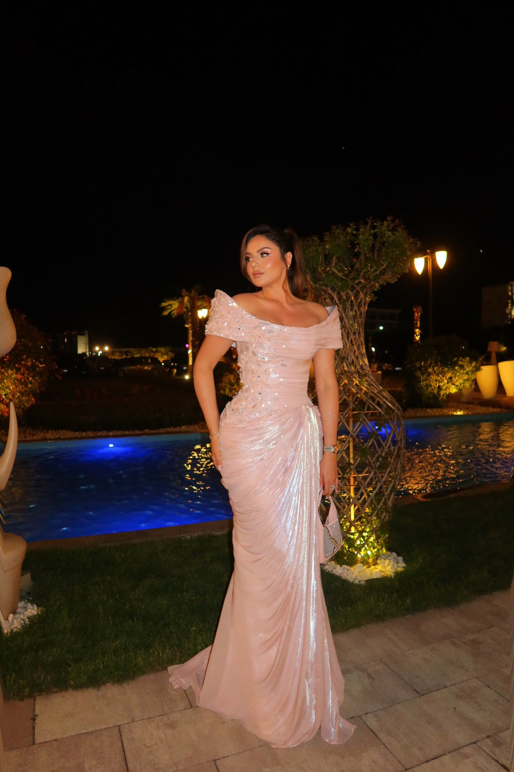 Adèa - Draped Off Shoulder Gown