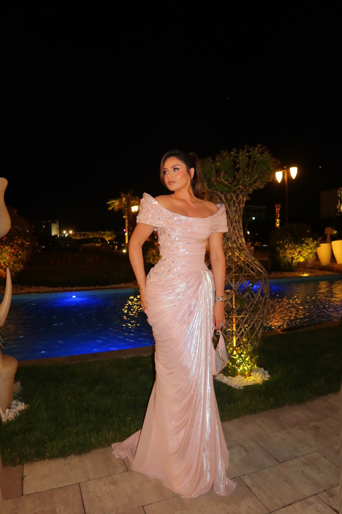Adèa - Draped Off Shoulder Gown
