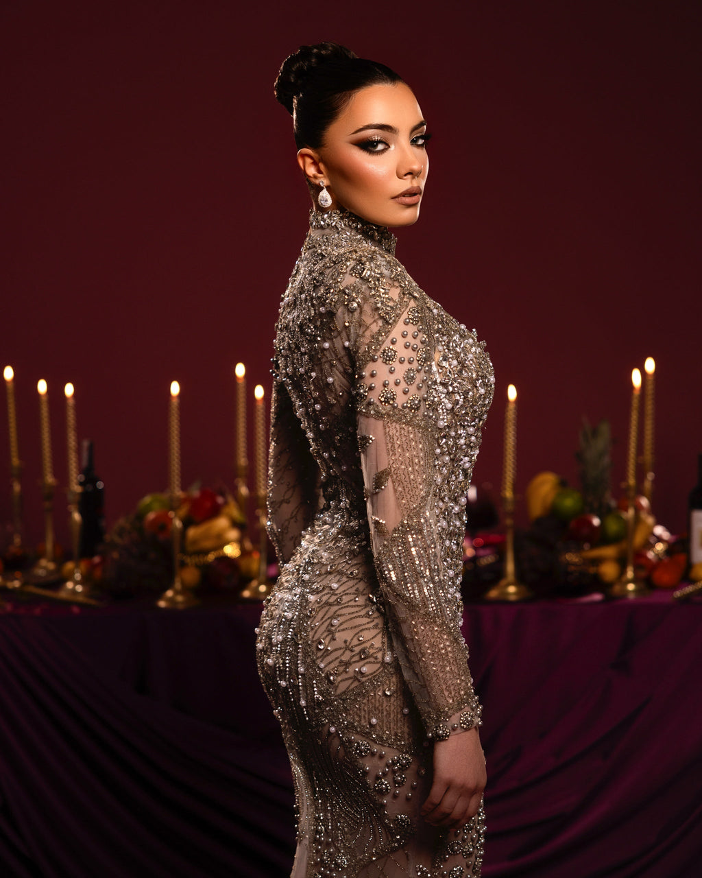 High Neck Embellished Gown