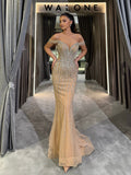 Off-Shoulder Dress with Crystal Drip Embellishments