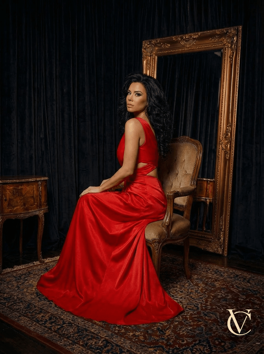 Red High-Low Evening Dress